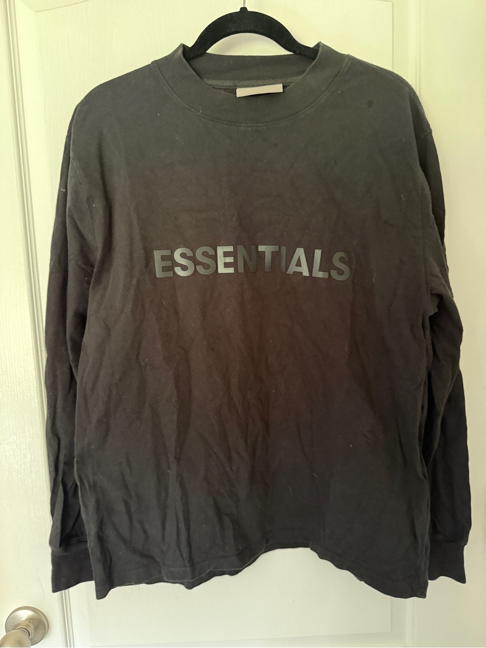 Essentials Men's Black Crewneck Sweatshirt with Logo